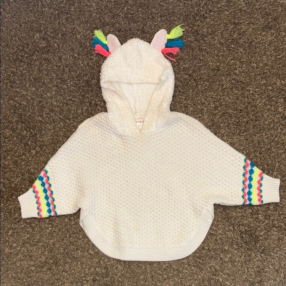 Kids' Cream Hooded Sweater with Colorful Accents